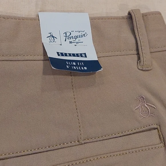 Original Penguin Khaki Men's Flat Front Shorts - Picture 4 of 6